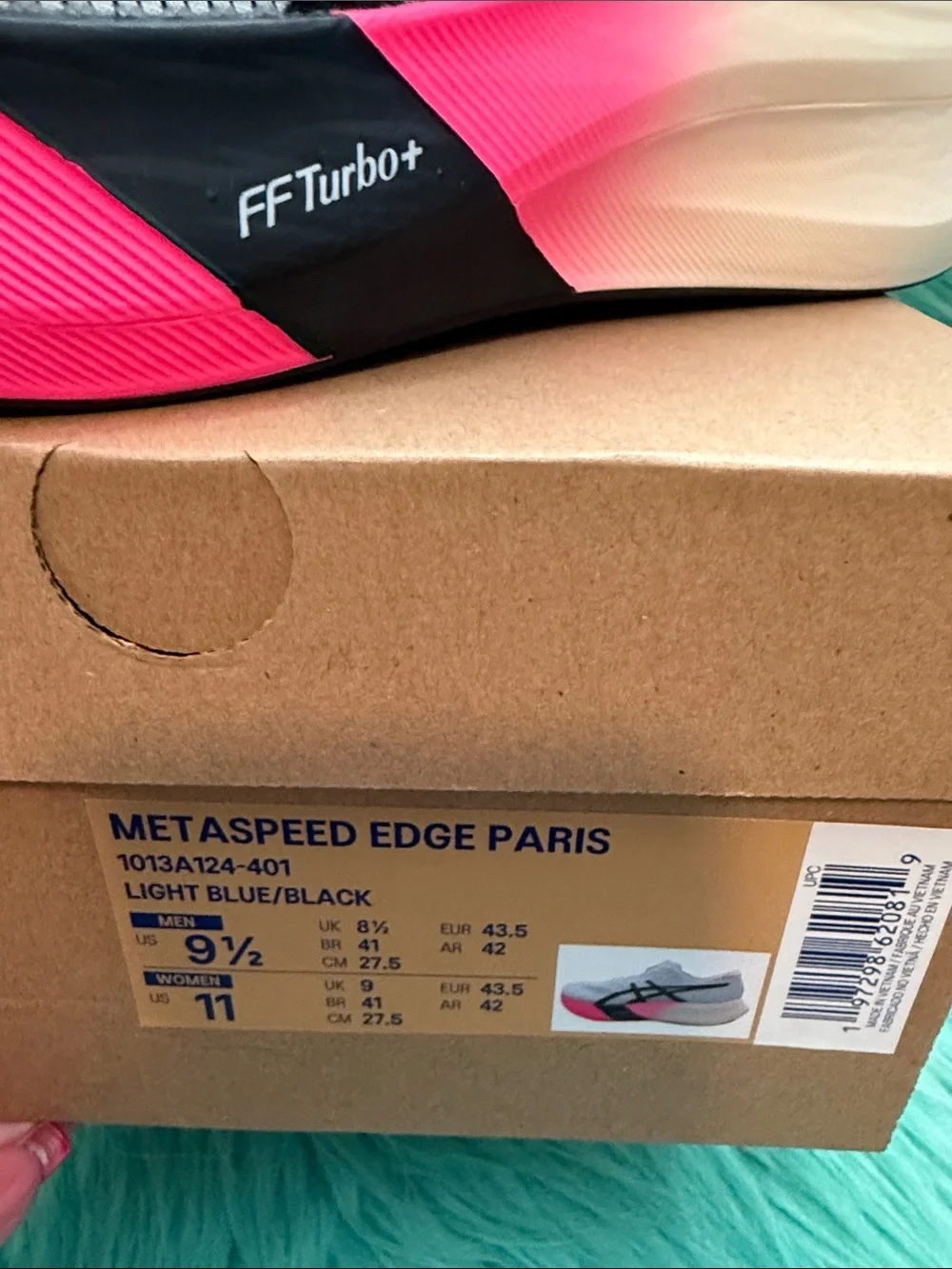 NIB ASICS METASPEED EDGE PARIS Running Shoes Light Blue/Black Men’s 9.5/W 11